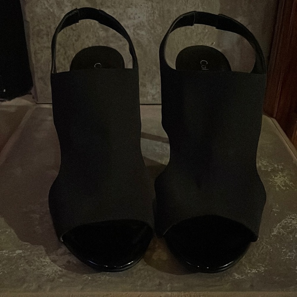 Calvin Klein Black Fabric peep toe